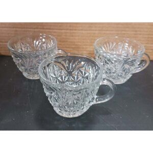 Anchor Hocking Arlington Clear Glass Punch Cups Vintage Set of 3